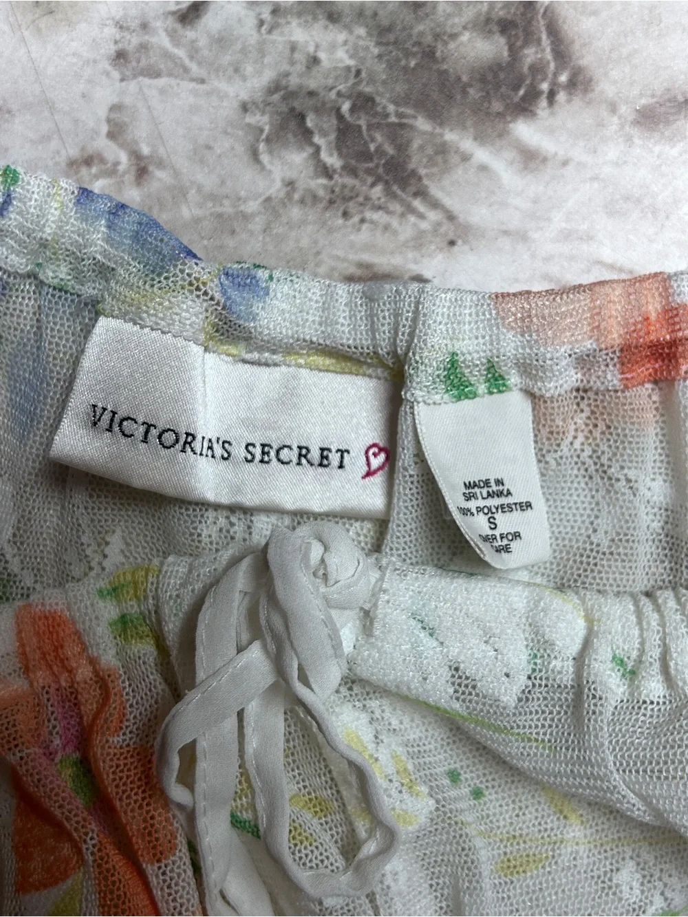 Victoria’s Secret ~ Small ~ White W/ Multi-Colors Floral Lace ~ Pajamas Pants